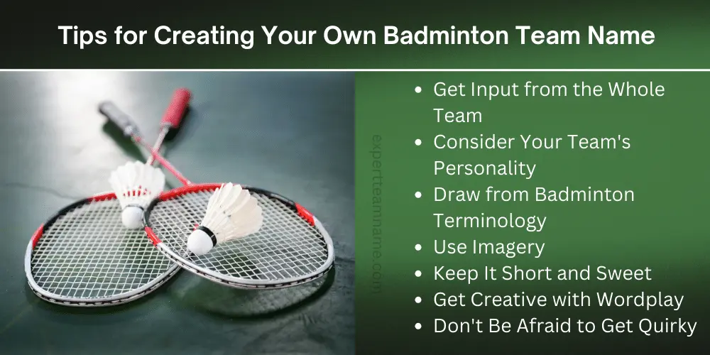 Tips for Creating Your Own Badminton Team Name