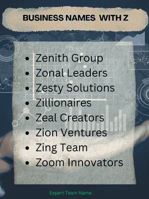 Business Team Names Starting with Z