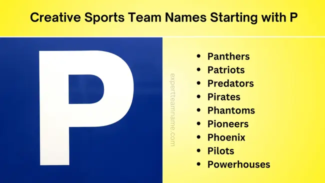 Creative Sports Team Names Starting with P