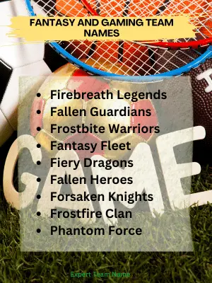 Fantasy and Gaming Team Names With f