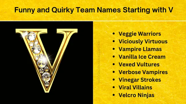 Funny and Quirky Team Names Starting with V