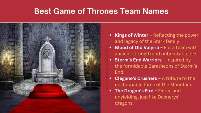 Best Game of Thrones Team Names