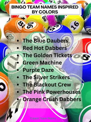 Bingo Team Names Inspired by Colors