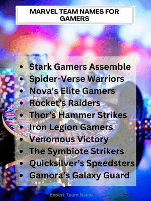 Marvel Team Names for Gamers