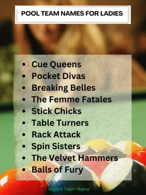 Pool Team Names for Ladies