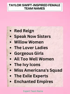 Taylor Swift-Inspired Female Team Names