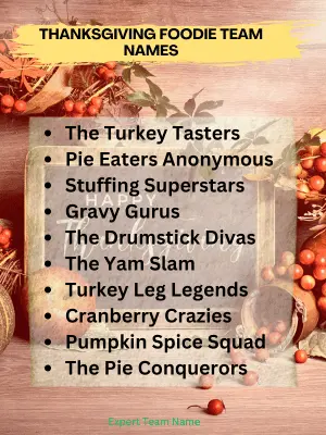 Thanksgiving Foodie Team Names