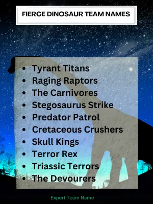 Fierce Dinosaur Team Names