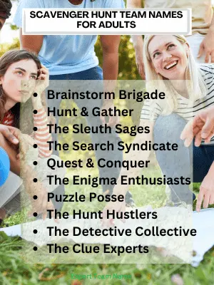 Scavenger Hunt Team Names for Adults