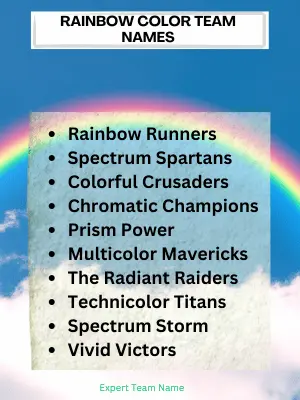 Rainbow Color Team Names