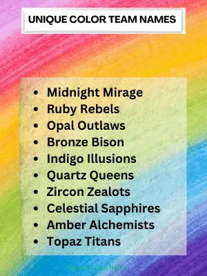 Unique Color Team Names